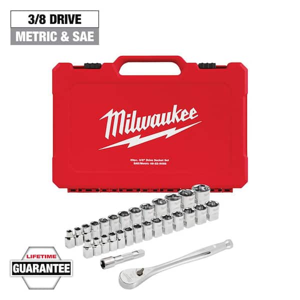 Milwaukee 3/8 in. Drive SAE/Metric Ratchet and Socket Mechanics Tool Set (29-Piece)