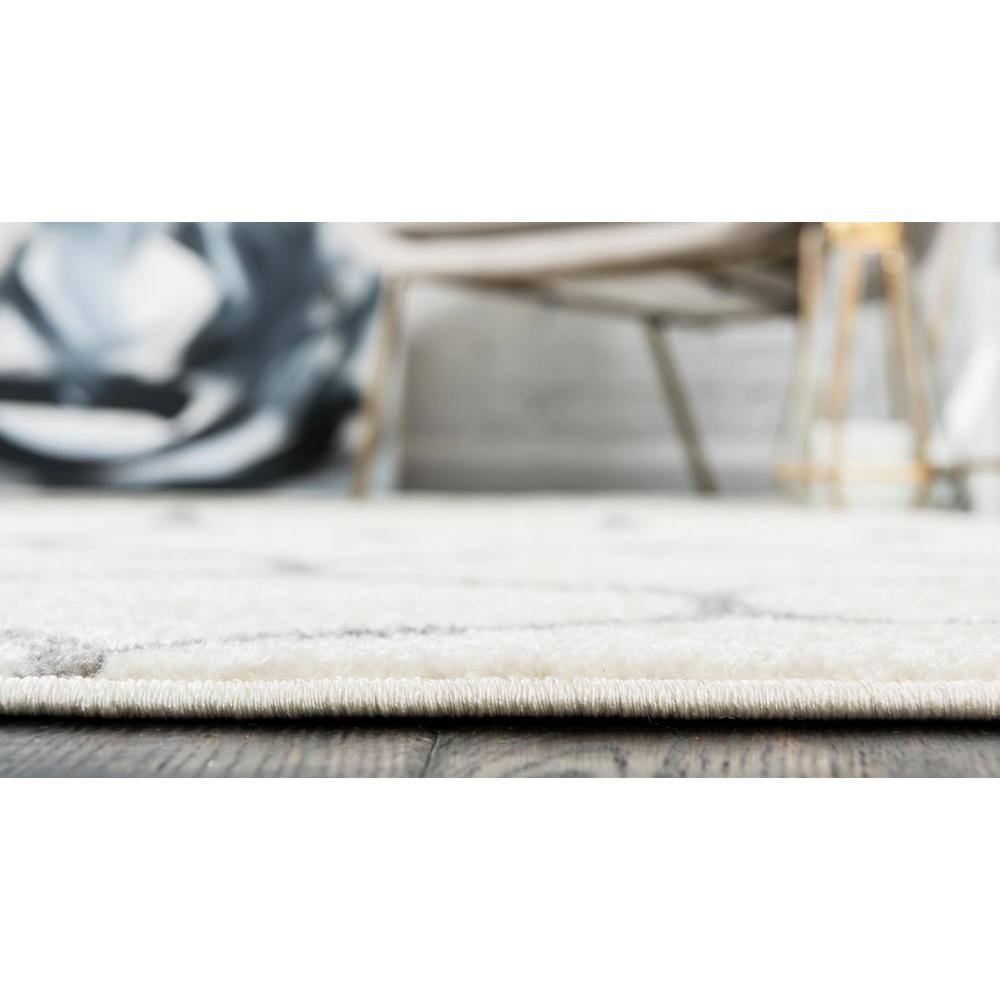 Ivory and Gray Trellis Synthetic Indoor Area Rug