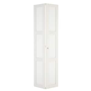 30 in. x 80.50 in. 3080 Series 3-Lite Tempered Frosted Glass Off White Composite Interior Closet Bi-Fold Door