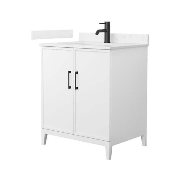Wyndham Collection Elan 30 in. W x 22 in. D x 35 in. H Single Bath Vanity in White with Carrara Cultured Marble Top