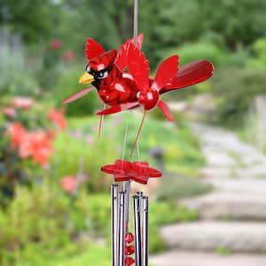 Red Cardinal Spinning Wings Metal Wind Chimes