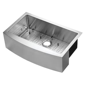 Belleville Undermount Stainless Steel 33 in. Single Bowl Curved Farmhouse Apron Front Kitchen Sink