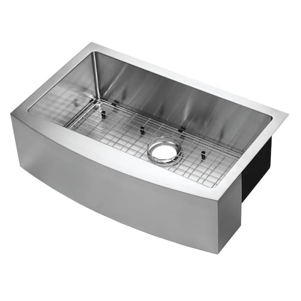 CMI Belleville Undermount Stainless Steel 33 in. Single Bowl Curved Farmhouse Apron Front Kitchen Sink