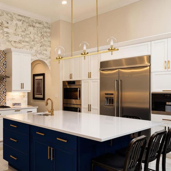 Hanover Findlay Island 3-Light Chandelier Only, Gold Metal Frame with 3 Clear Glass Globes