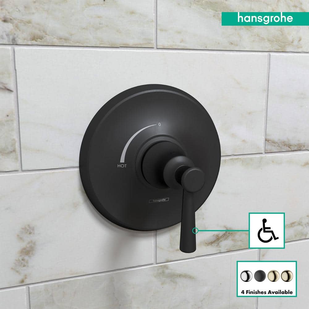 Joleena Matte Black Wall-Mounted Lever Shower Trim Kit