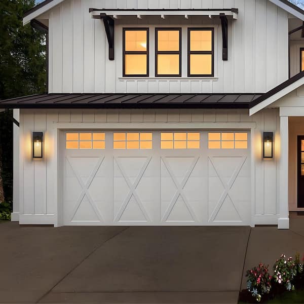 14.5 in. Black Outdoor Hardwired Wall Lantern Sconce with GFCI Outlet, No Bulbs Included