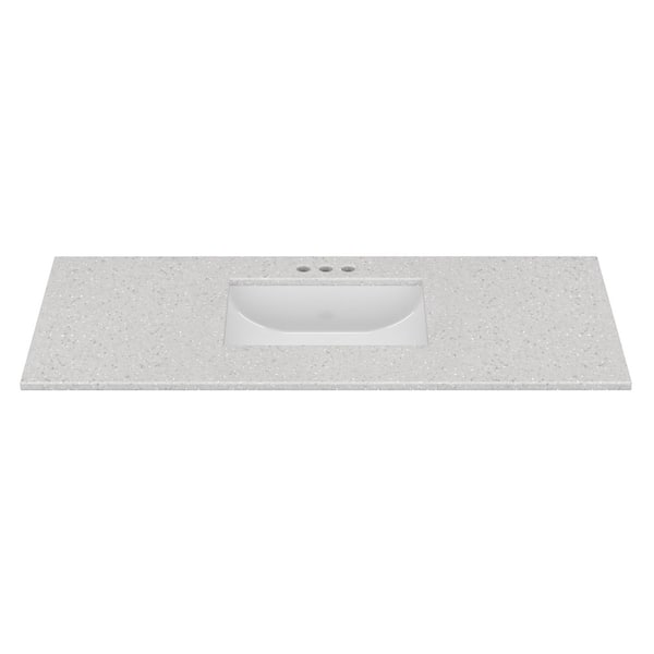 J Collection 49 in. W x 22 in. D Cultured Marble Rectangular Undermount Single Basin Vanity Top in Silver Stream