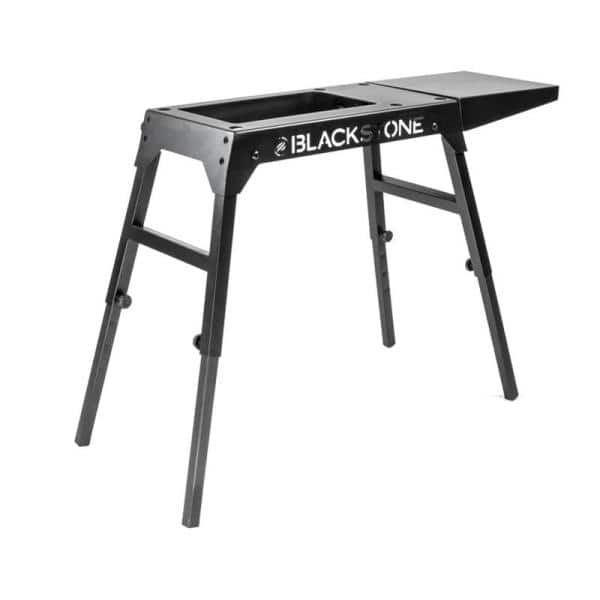Black Adjustable Steel Griddle Stand with Side Shelf