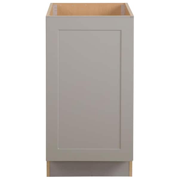 Hampton Bay Edson Shaker Assembled 18x34.5x24 in. Base Cabinet with Pull Out Trash Can in Gray