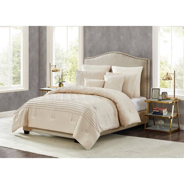 Fifth Avenue Lux Noelle 7 Piece Gold King Comforter Set Cs3211gdk7 1300 The Home Depot