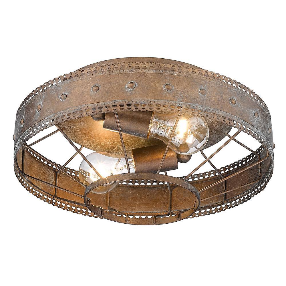 Copper Patina Farmhouse Indoor/Outdoor Flush Mount Light