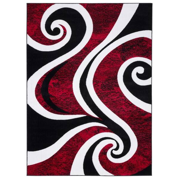 Avalon Collection Contemporary Abstract Swirl Red 5x7 Geometric
