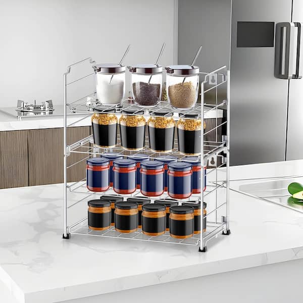 2 Tier (2 Pack) Stackable Freestanding Water Bottle Storage Rack in Silver