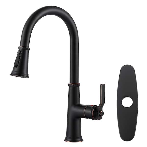 Single Handle Stainless Steel High Arc Pull Down Sprayer Kitchen Faucet with 3-Modes Swivel Spout in Matte Black