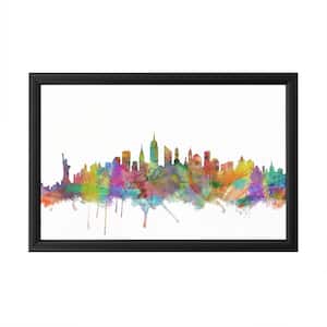 "New York City Skyline" by Michael Tompsett Framed with LED Light Cityscape Wall Art 16 in. x 24 in.