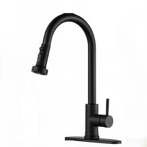 Single Handle Pull Down Sprayer Sink Kitchen Faucet in Black
