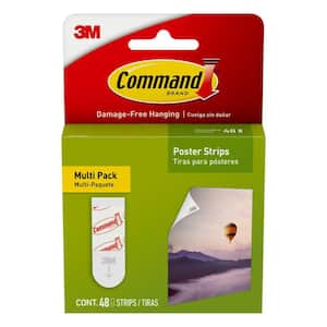 Poster Strips, White, Damage Free Decorating, 48 Command Strips