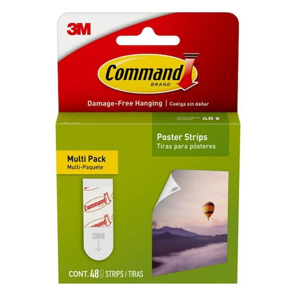 Poster Strips, White, Damage Free Decorating, 48 Command Strips