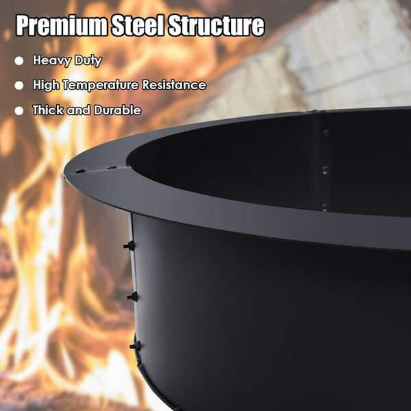 Casainc 36 In W X 10 In H Round Steel Fire Pit Ring Liner For Ground Outdoor Backyard Wood Hyfp 03 The Home Depot