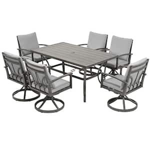 Modique Gray 7-Piece Aluminum Outdoor Dinning Set with Gray Cushions