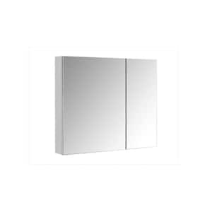 30 in. W x 26 in. H Medium Rectangular Silver Aluminum Recessed/Surface Mount Soft Close Medicine Cabinet with Mirror