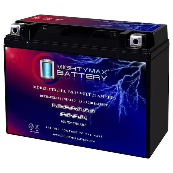 MIGHTY MAX BATTERY YTX24HL-BS 12V 21AH Battery for Kawasaki 1200