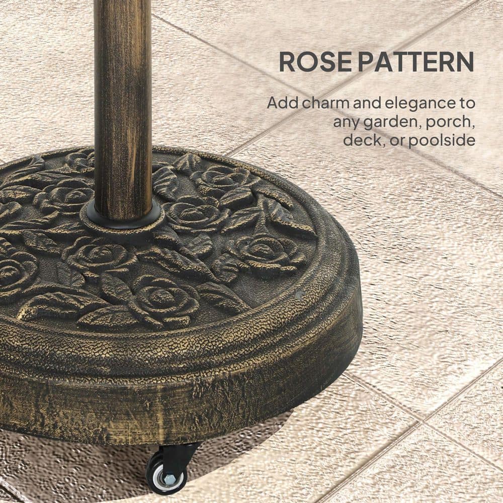 Bronze Powder Coated Metal Wheeled Patio Umbrella Stand