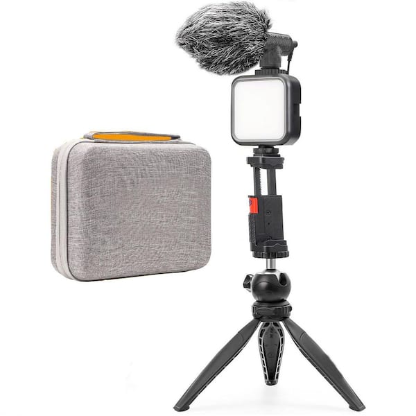 OBJLGEV Smartphone Vlogging Kit with Microphone Light Auto-Switch Phone Clip for iPhone 16/15/14 Mini/Pro/Max Android