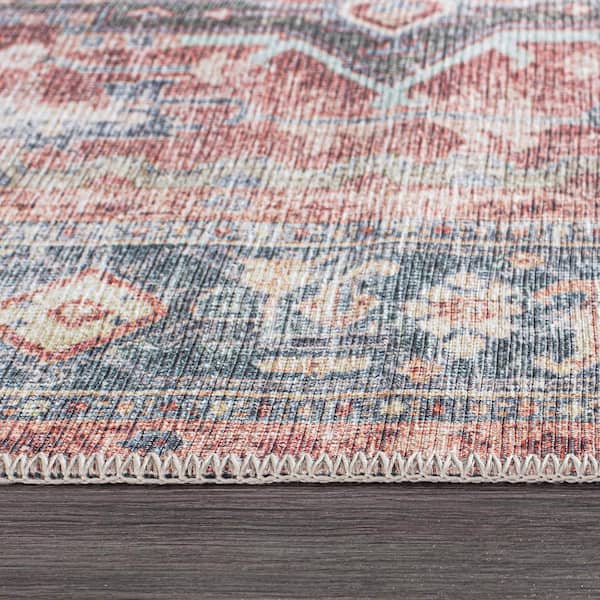 Traditional Distressed Machine Washable 2'6"x10' Multi Runner Rug