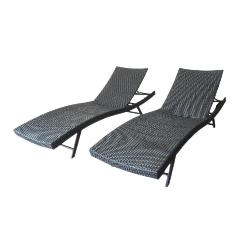 Siavonce Gray Wicker Outdoor Adjustable Lounge Chair without