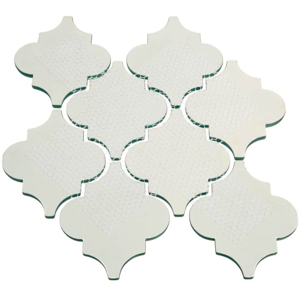 Morning Sky Blue Polished Glass Arabesque Mosaic Tile Sheet