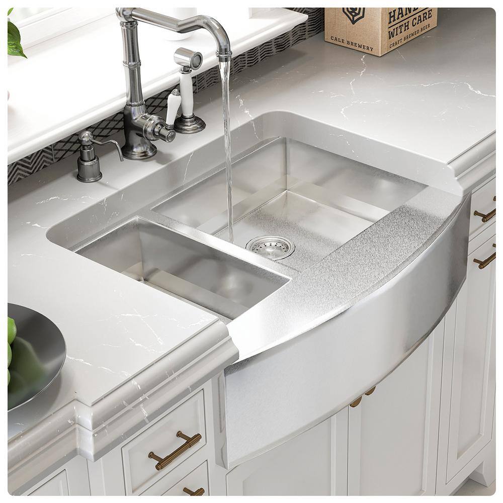 33.5'' Stainless Steel Farmhouse Double Bowl Kitchen Sink