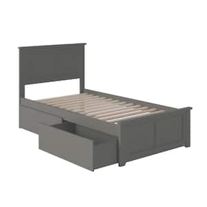 Madison Grey Twin XL Platform Bed with Matching Foot Board with 2-Urban Bed Drawers