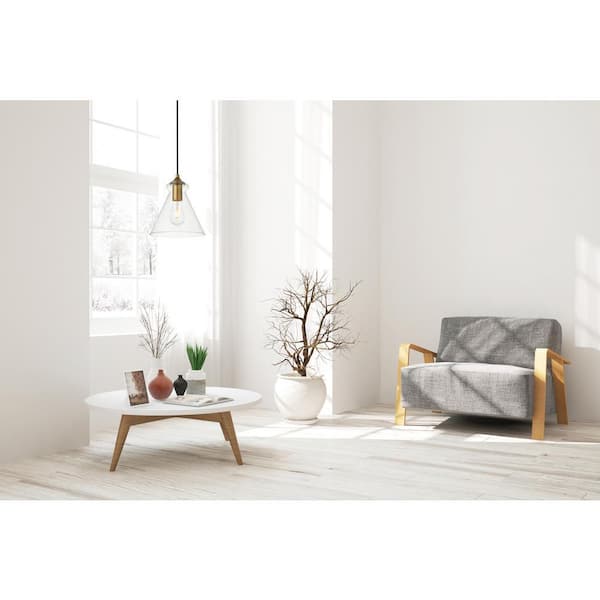 Timeless Home Dylan 1-Light Brass Pendant with 7.9 in. W x 7.9 in. H Clear Glass Shade