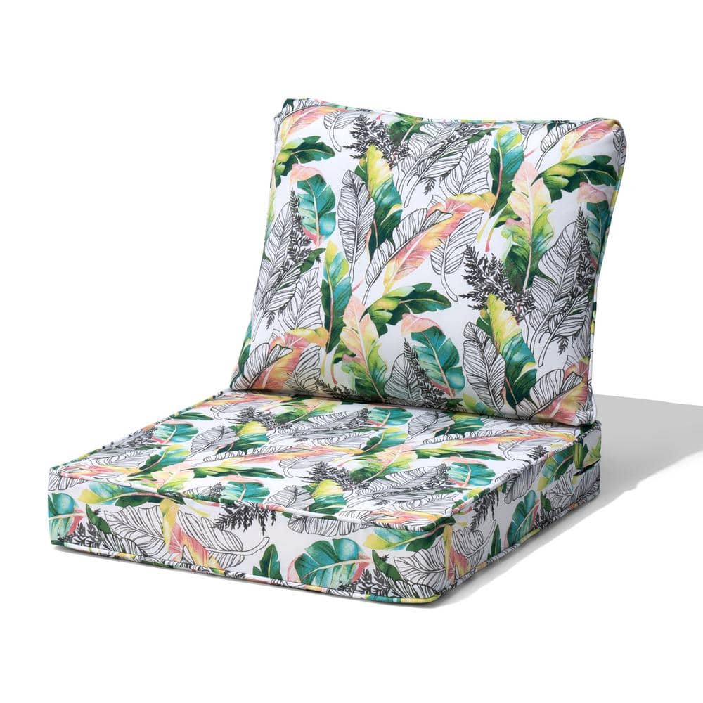24 in. x 25 in. 2-Piece Deep Seating Outdoor Sectional Cushion in Green Lea