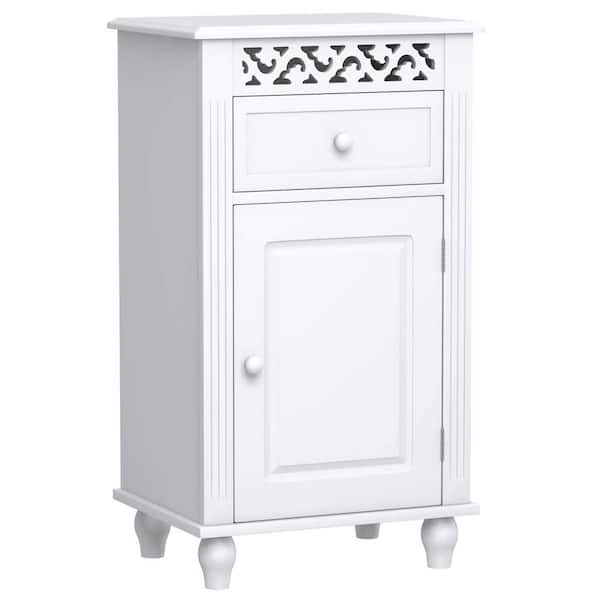 Bunpeony 16 in. W x 12 in. D x 28.5 in. H Freestanding Linen Cabinet Bathroom Floor Storage Cabinet in White with Drawer