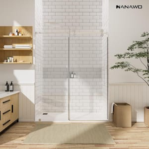 60 in. W x 72 in. H Single Sliding Frameless Shower Door in Brushed Nickel with 3/8 in. Clear Glass