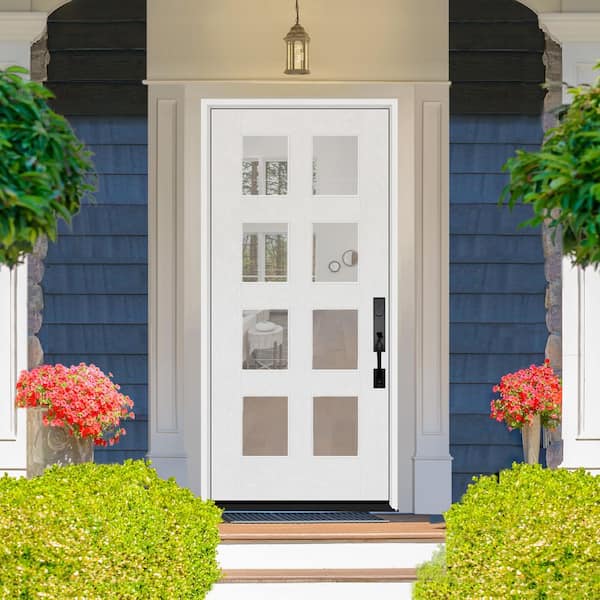 Regency 42 in. x 80 in. 8L Modern Clear Glass LHIS Unfinished Fiberglass Prehung Front Door w/4 in. Jamb