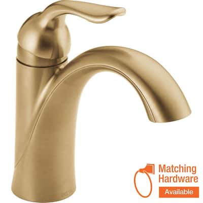 Lahara Single-Handle Single Hole Bathroom Faucet with Metal Drain Assembly in Champagne Bronze