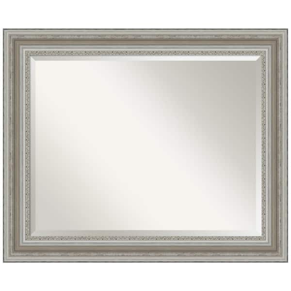 Amanti Art Parlor Silver 33.5 in. H x 27.5 in. W Framed Wall Mirror