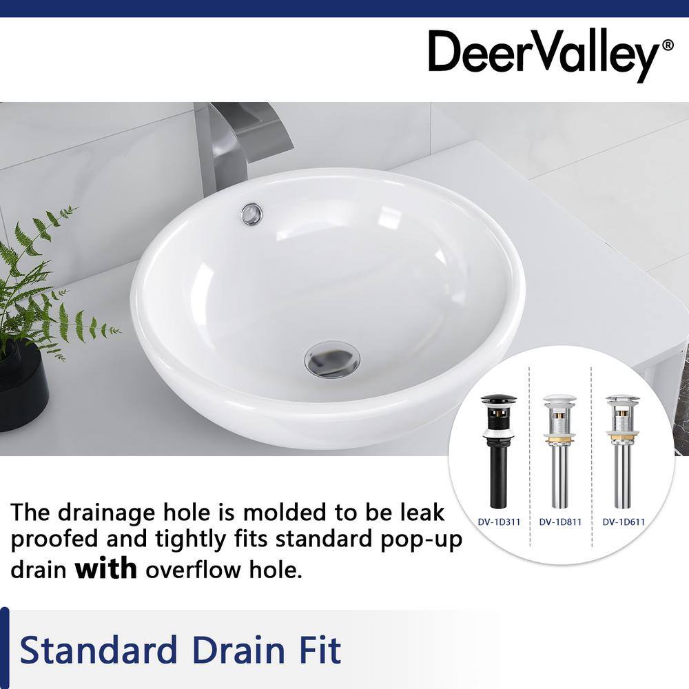 Symmetry 17" Circular White Ceramic Vessel Bathroom Sink