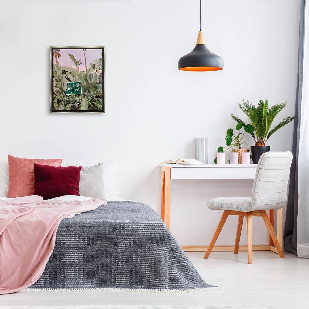 Beverly Hills Tropical Vacation Green and Pink Canvas Print