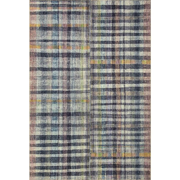 Chris Loves Julia Humphrey Plum/Multi 2 ft. 3 in. x 11 ft. 6 in. Modern Farmhouse Plaid Runner Area Rug