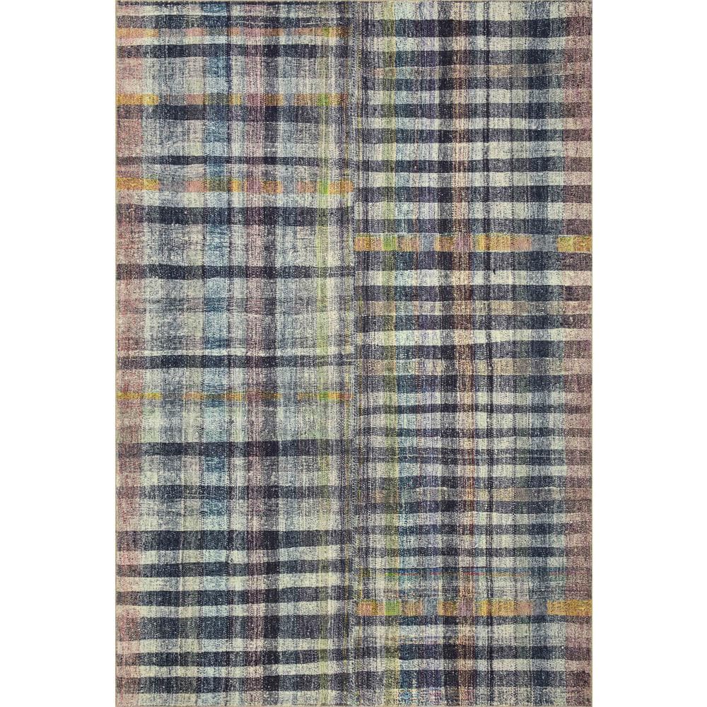Humphrey Plum Multi-Color Plaid Synthetic Area Rug