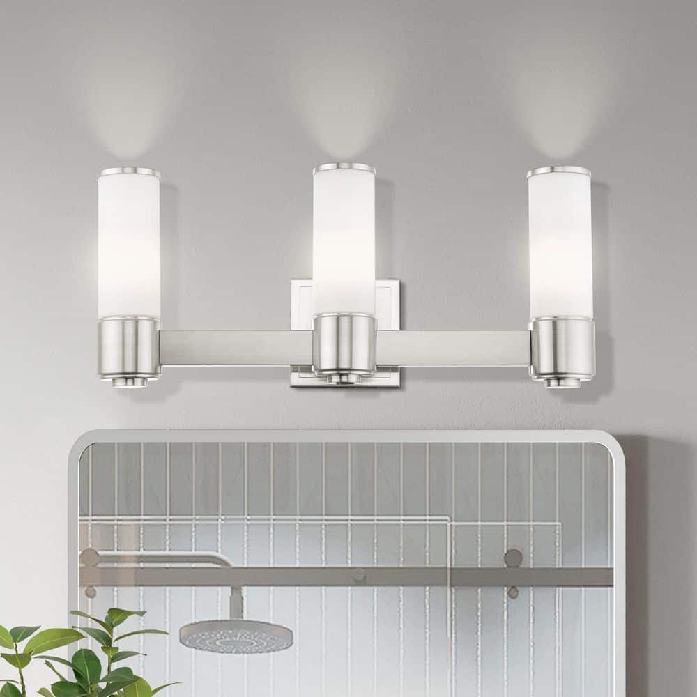 Timbercreek 22 in. Width 3-Light Brushed Nickel ADA Vanity Light with Satin Opal White Glass Shades price history on PriceWatchPro