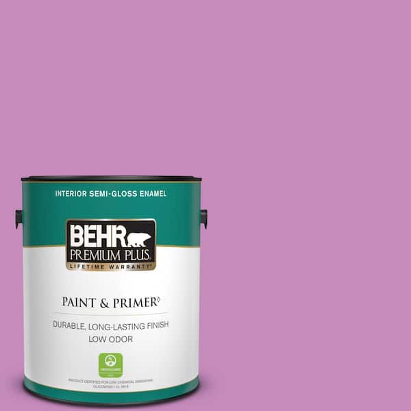 BEHR PREMIUM PLUS 1 gal. #P110-4 Rock Star Pink Semi-Gloss Enamel Low Odor Interior Paint & Primer
