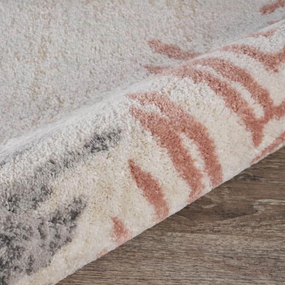 Ivory Multicolored Abstract Arrows Synthetic Area Rug