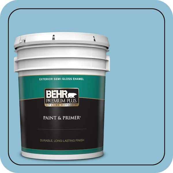BEHR PREMIUM PLUS 5 gal. #M490-3 Speedboat Semi-Gloss Enamel Exterior Paint & Primer