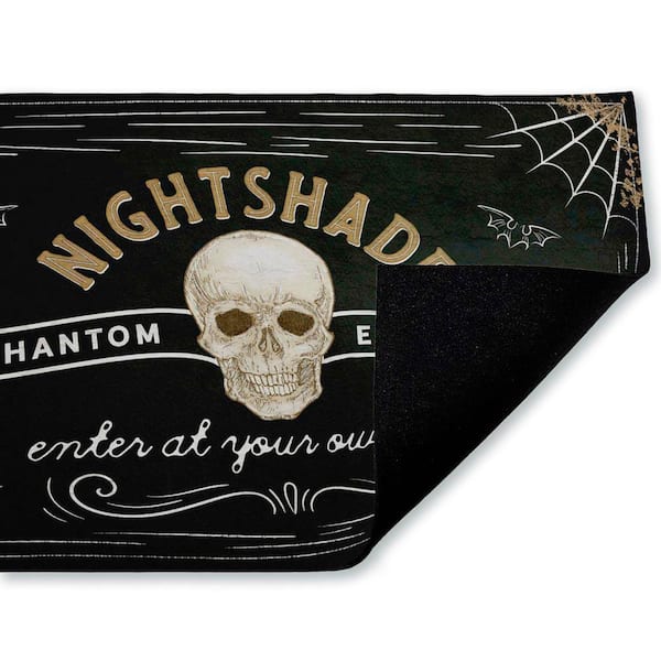 Spooky Nightshade Emporium Black 18 in. x 30 in. Polyester Non-Slip Outdoor Door Mat