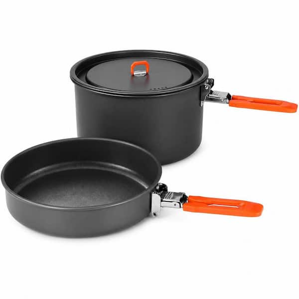 3-Piece Hard Anodized Aluminum Nonstick Cookware Set in Black for Camping, Backpacking, and Outdoor Cooking